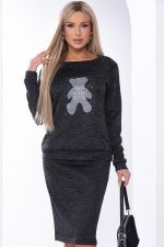 Джемпер с аппликацией (черный меланж) Б8334 LT Collection