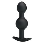 Чёрные силиконовые анальные шарики - 10,4 см. (Цвет: черный)