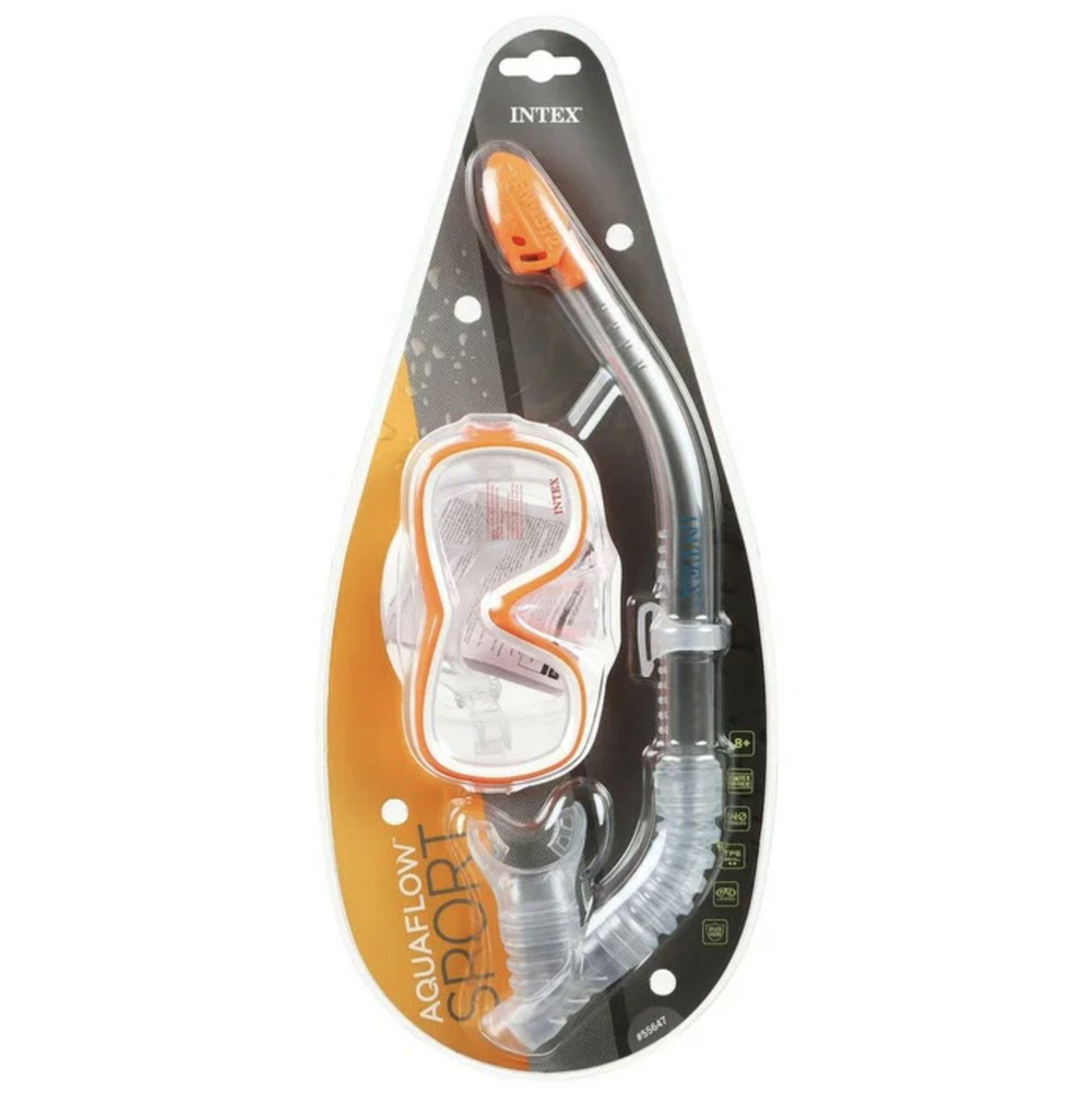 Набор для плавания Intex 55647 Wave Rider маска и трубка / Комплект для снорклинга и ныряния в бассейн и море Интекс от 8 лет