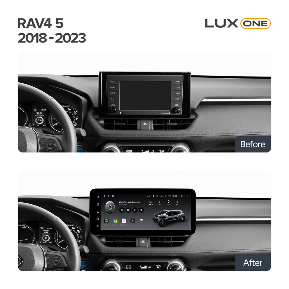Магнитола для Toyota RAV4 50 2019-2024+ (рынок РФ и ОАЭ) - Teyes LUX ONE 360 монитор 12.3", Android 10, CarPlay, 4G SIM-слот, 6/128 ГБ, 4 камеры в комплекте