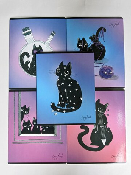 Тетради 48 листа А5+.  "Уголек", общая, клетка. Формат А5+ (163*203 мм). Арт.120004. С полями. Комплект 5 шт.