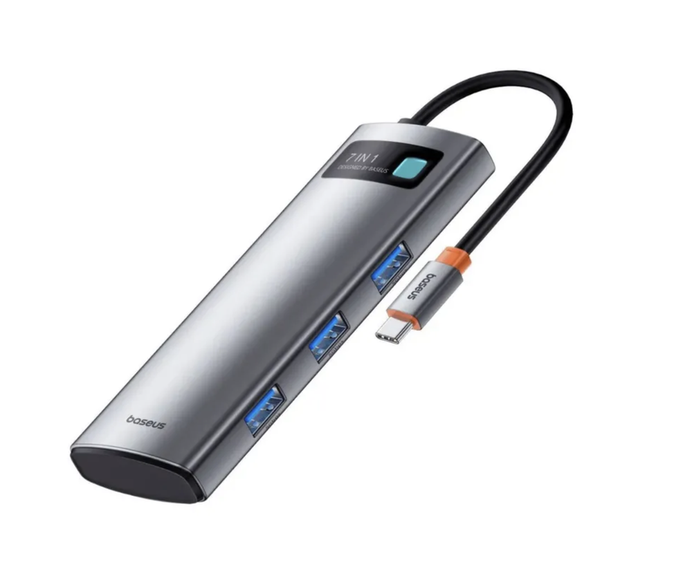 Адаптер Type-C Baseus Clarity (Type-C, 3xUSB3.0, HDMI, SD, TF) (B00030708811-0)