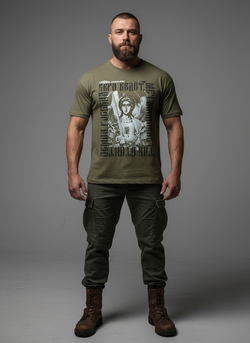 Футболка оверсайз LEGENDA Архангел Михаил хаки