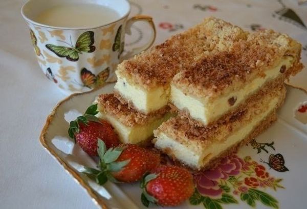 Песочный пирог с творогом