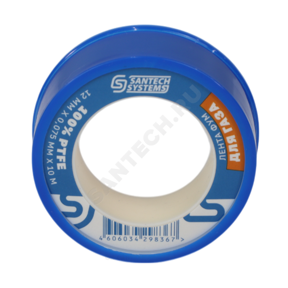 Лента ФУМ PTFE 12ммх0,075ммх10м катушка среда: газ SantechSystems