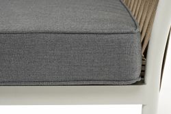 "Касабланка" диван 2-местный плетеный из роупа, каркас алюминий светло-серый (RAL7035) муар, роуп серо-коричневый 23мм, ткань серая 017