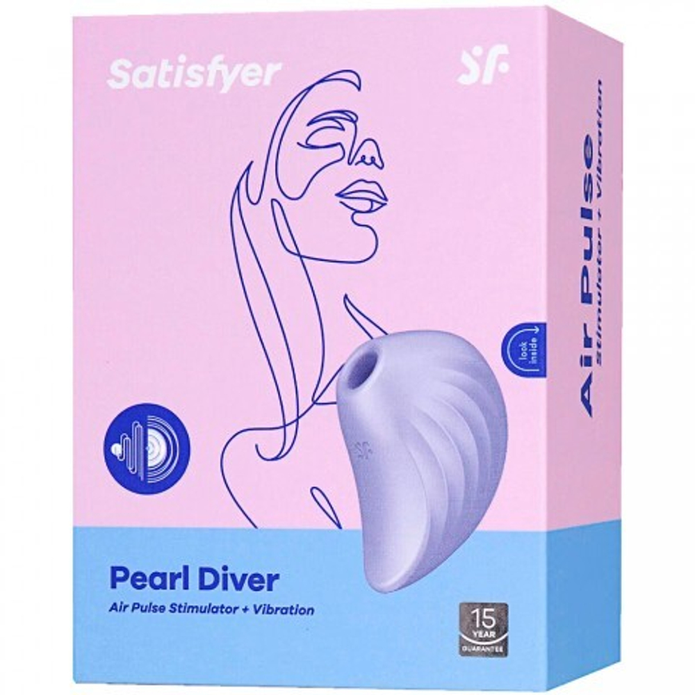 Вакуумный клиторальный стимулятор с вибрацией Pearl Diver Satisfyer сиреневый