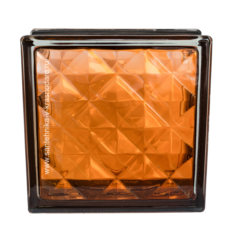 Купить Стеклоблок оранжевый волна черный бриллиант Vitrablok  19х19x8