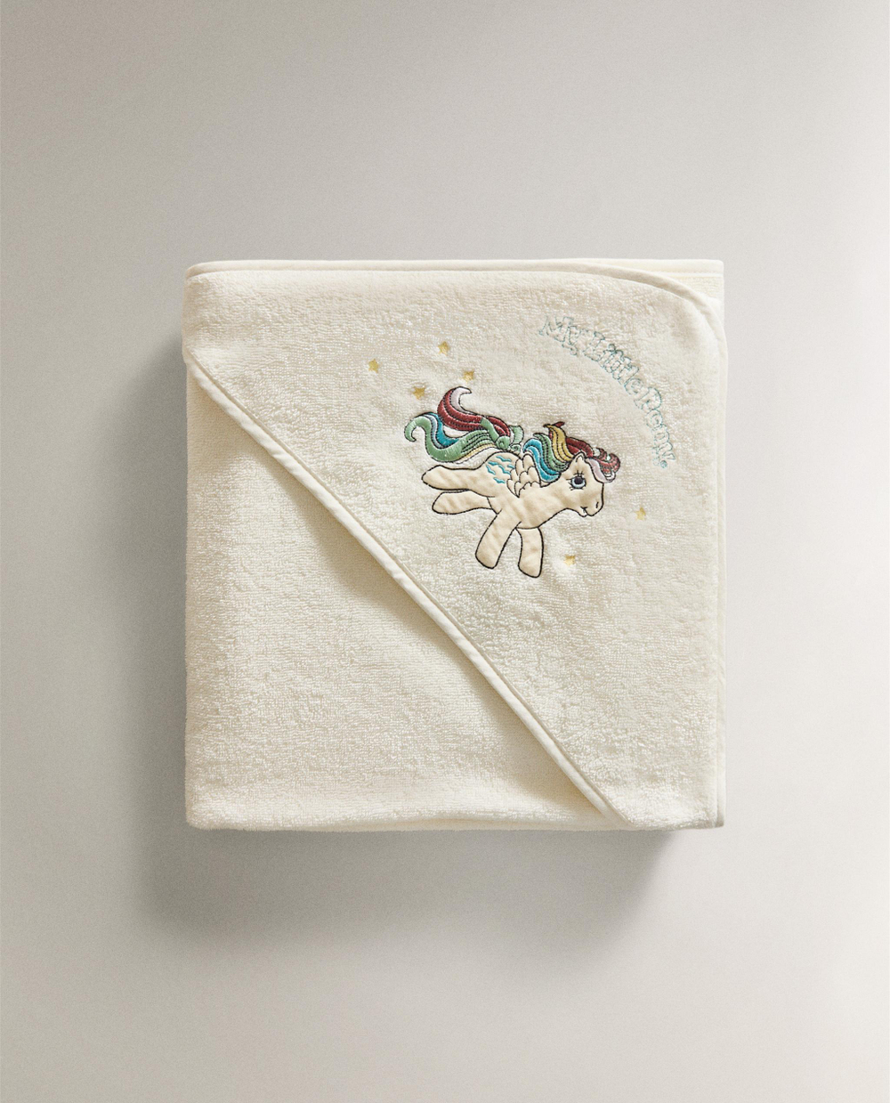 Zara Home Детское полотенце с капюшоном из хлопка, кремовый, 100x100 см