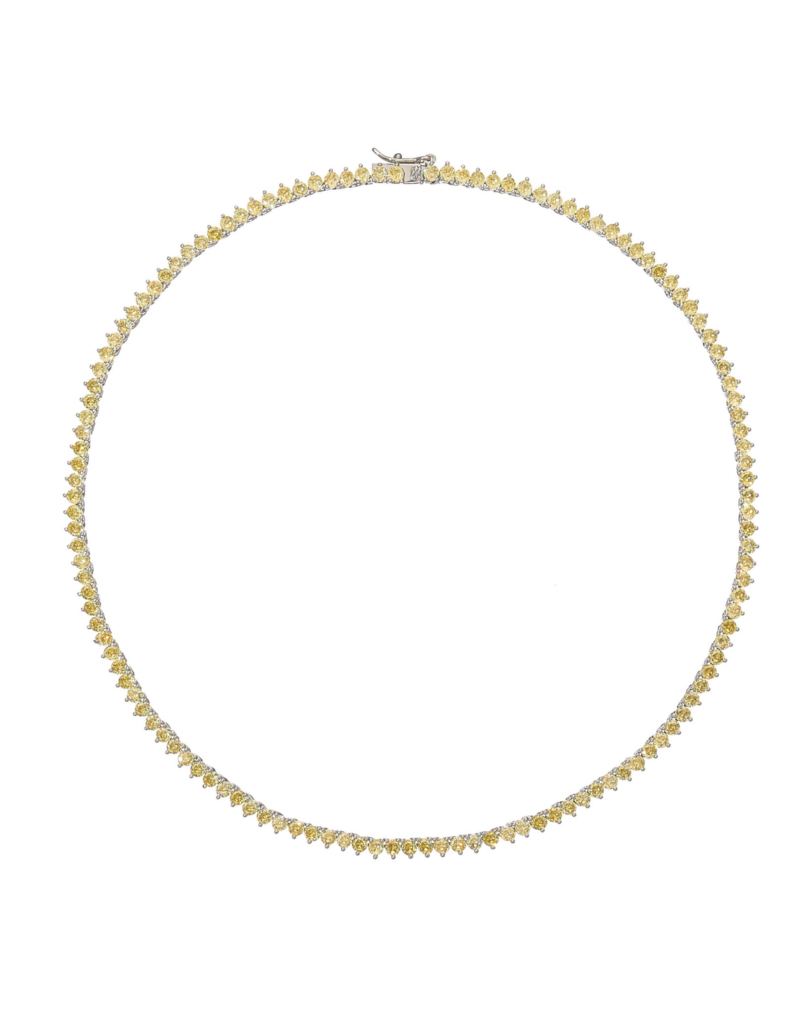 Колье полоса желтых цирконов, серебро
