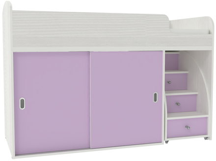 Кровать-чердак КарИВи Малыш Купе Белое Дерево Ирис