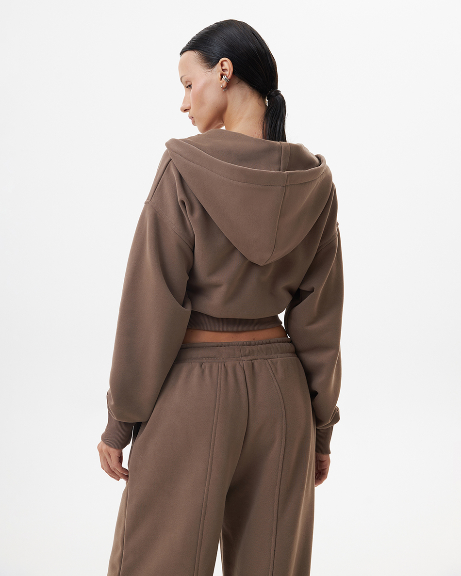 BROWN CROPPED HOODIE