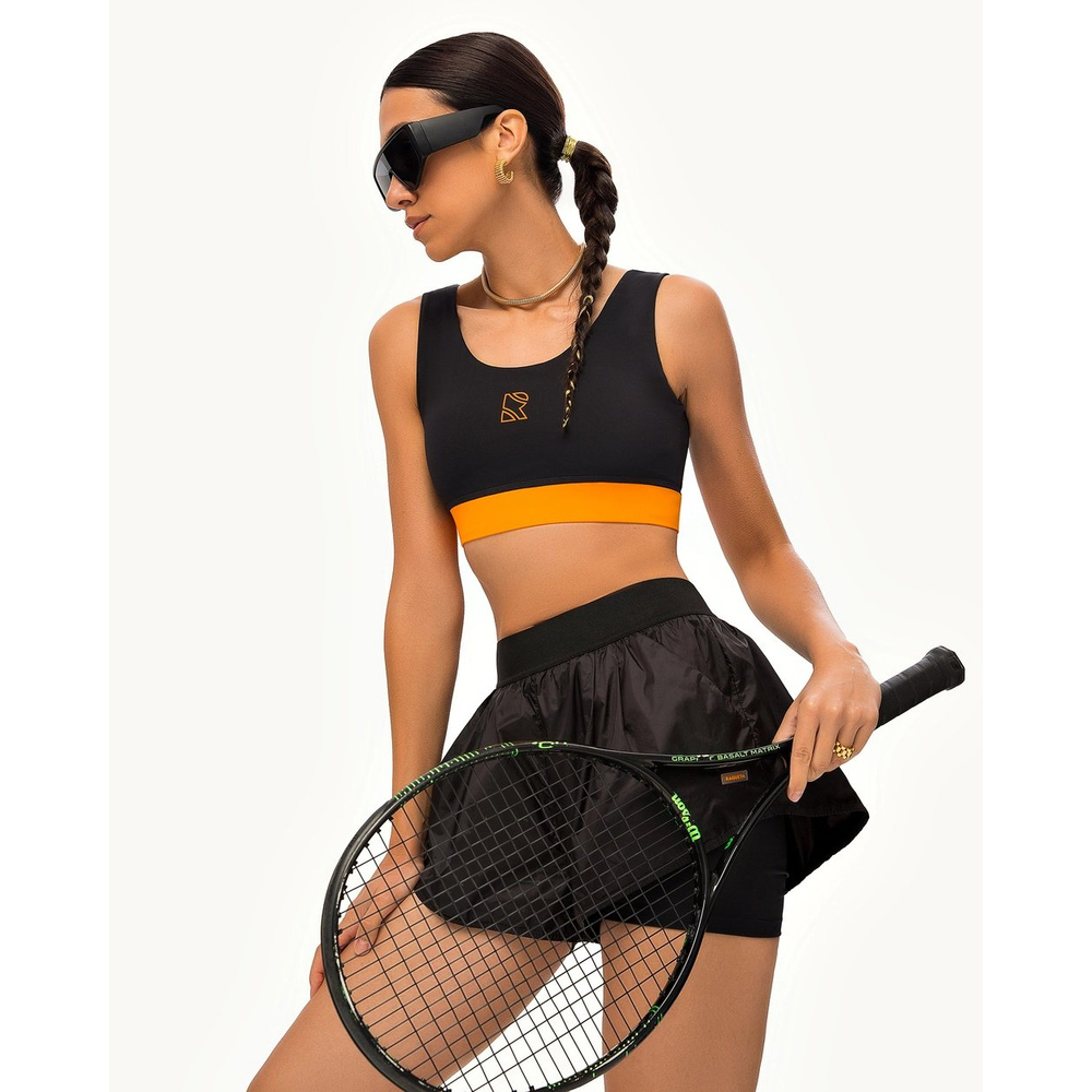 ОДЕЖДА ДЛЯ ТЕННИСА Женская, Топ RAQUETA BRIGHT AND BLACK .
