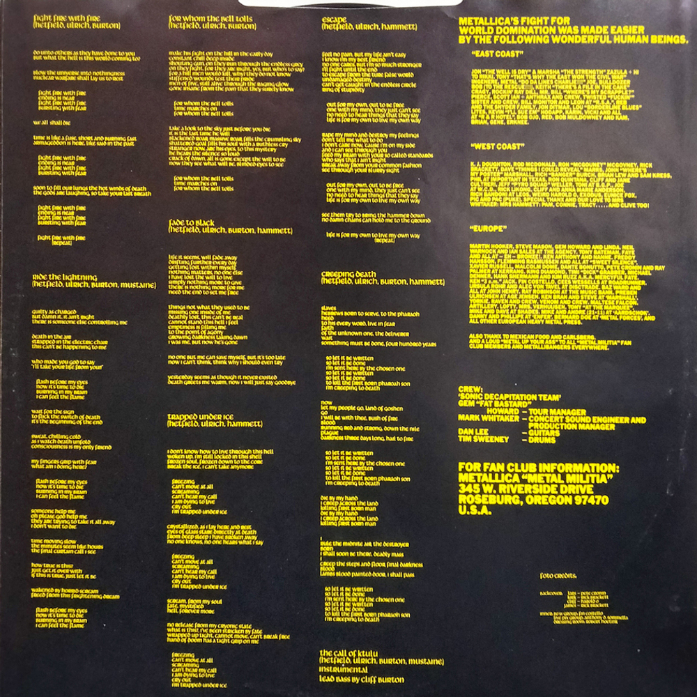 Metallica / Ride The Lightning (LP)