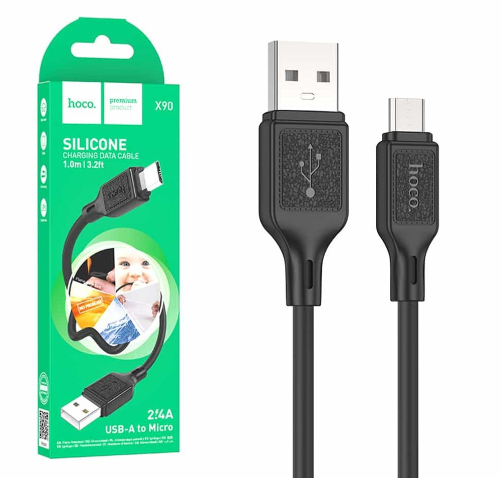 Кабель USB - Micro HOCO X90 (черный) 1м