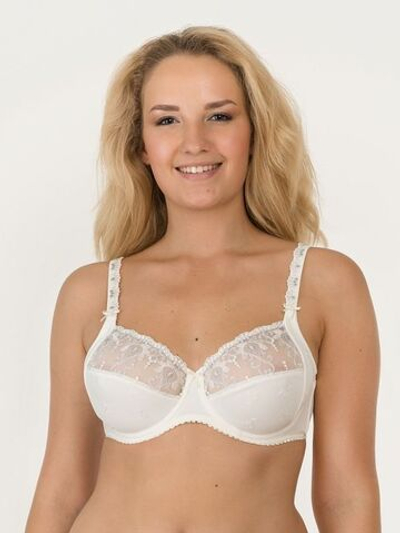 Бюстгальтер с мягкими чашками, украшенными орнаментальной вышивкой (Размер: 85F) (Цвет: молочный)