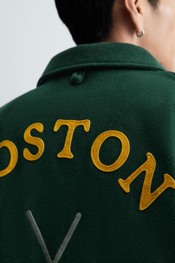 ZARA КОМБИНИРОВАННЫЙ БОМБЕР, ЗЕЛЕНЫЙ