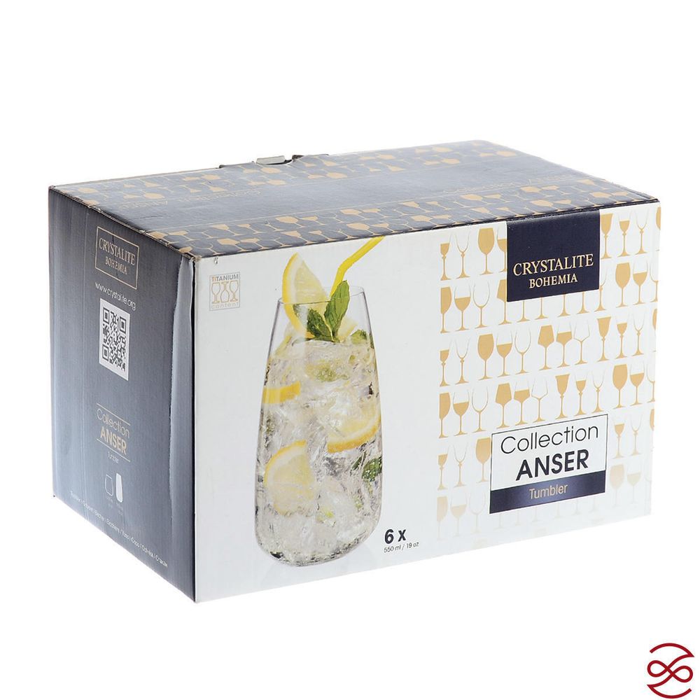 Набор стаканов для воды Crystalite Bohemia Anser/Alizee 550 мл (6 шт)