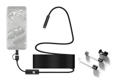 Видеоэндоскоп для смартфона с гибкой камерой, для компьютера, зонд с камерой для труднодоступных мест 5 метров