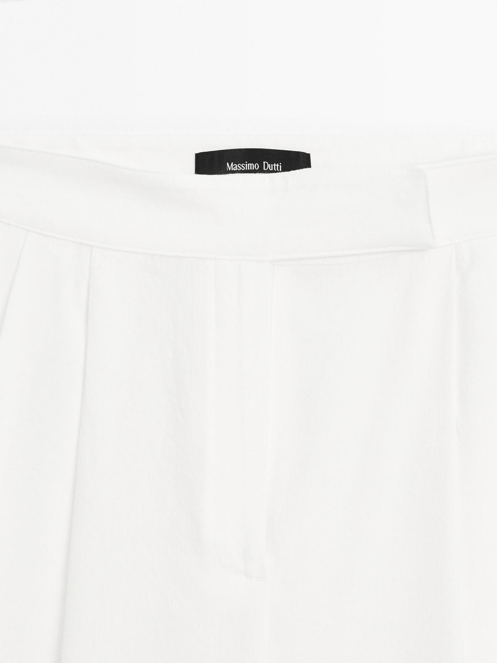 Massimo Dutti Брюки-палаццо из льняной смеси с вытачками, кремовый