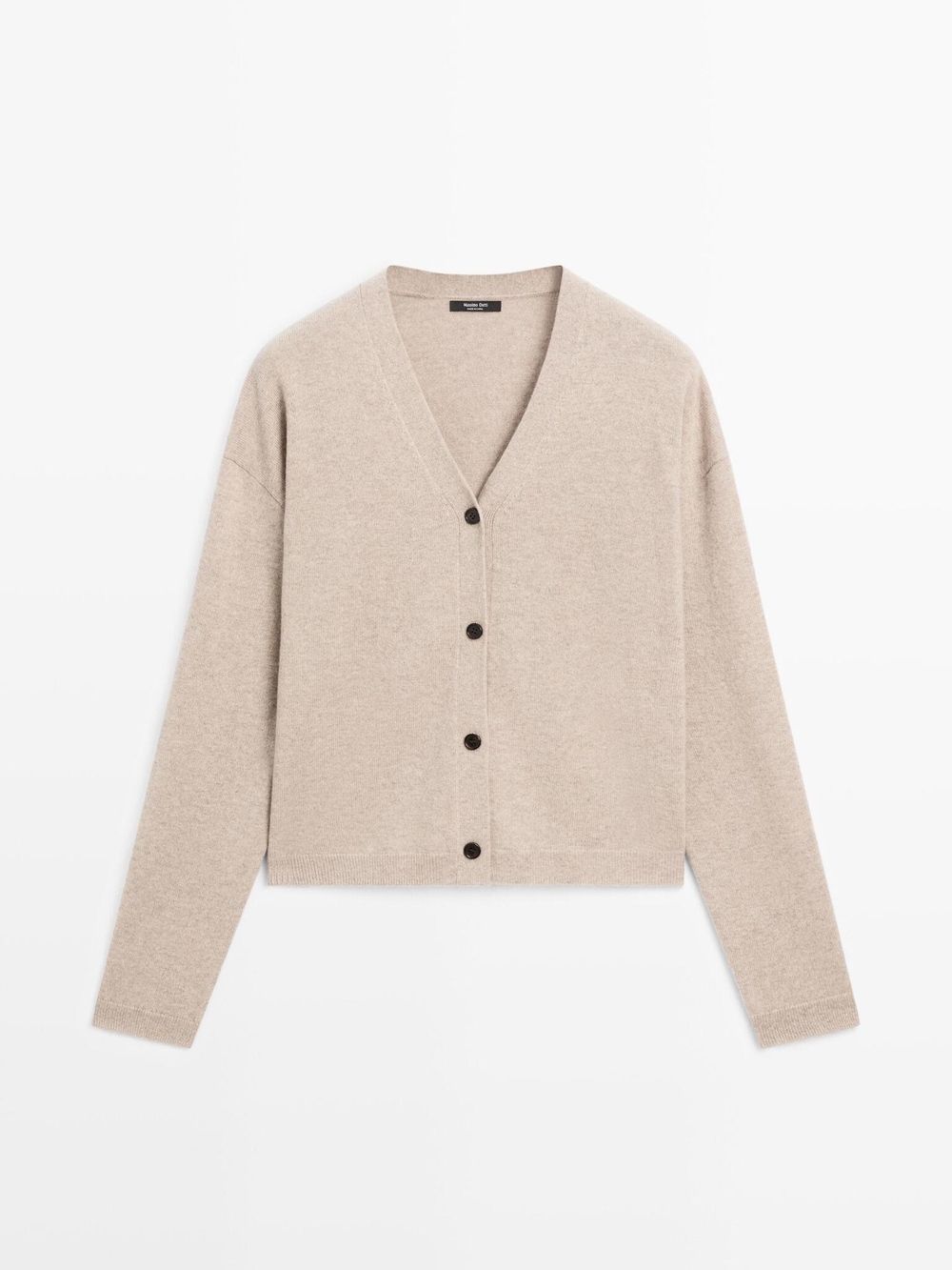 Massimo Dutti Кардиган из смесовой шерсти с V-образным вырезом, норка