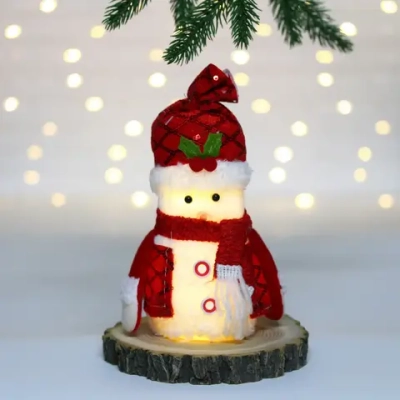 Сувенир новогодний «Новогодняя радость - Снеговичок» 12*19*6,5 см, Красный (с подсветкой)
