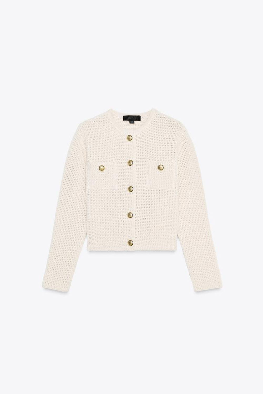 ZARA КАРДИГАН С ЗОЛОТИСТЫМИ ПУГОВИЦАМИ, ЭКРЮ