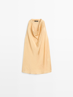 Massimo Dutti Топ с драпированным вырезом, ванильный