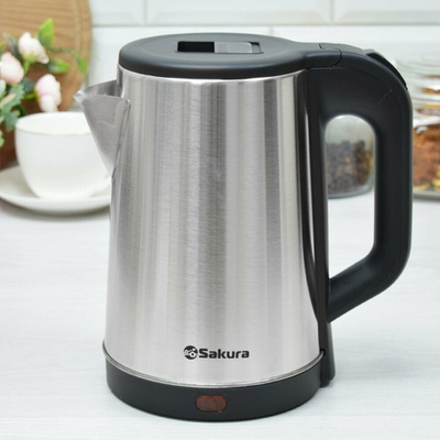 Чайник электрический 1,8л SA-2167BK нерж с черным