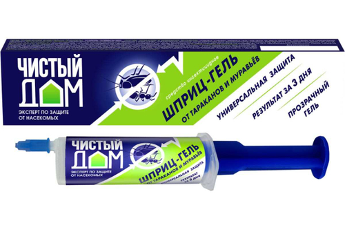 ИНСЕКТИЦИД ЧИСТЫЙ ДОМ ОТ ТАРАКАНОВ И МУРАВЬЕВ ГЕЛЬ ШПРИЦ 20МЛ