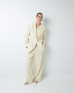 Брюки с регулируемым хлястиком из шерсти белый шоколад