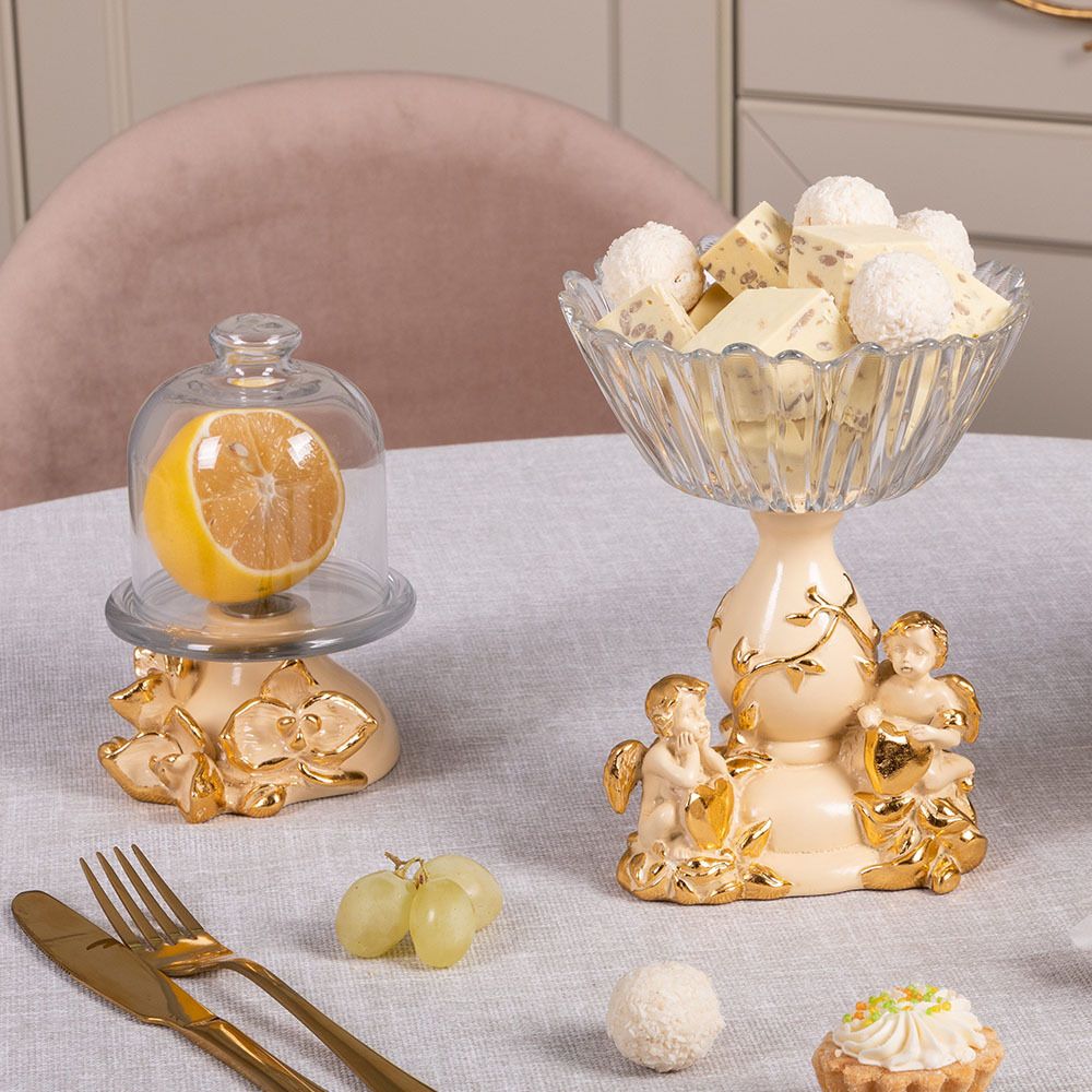 Фруктовница Мерси Айвори со стеклянной чашей Аврора