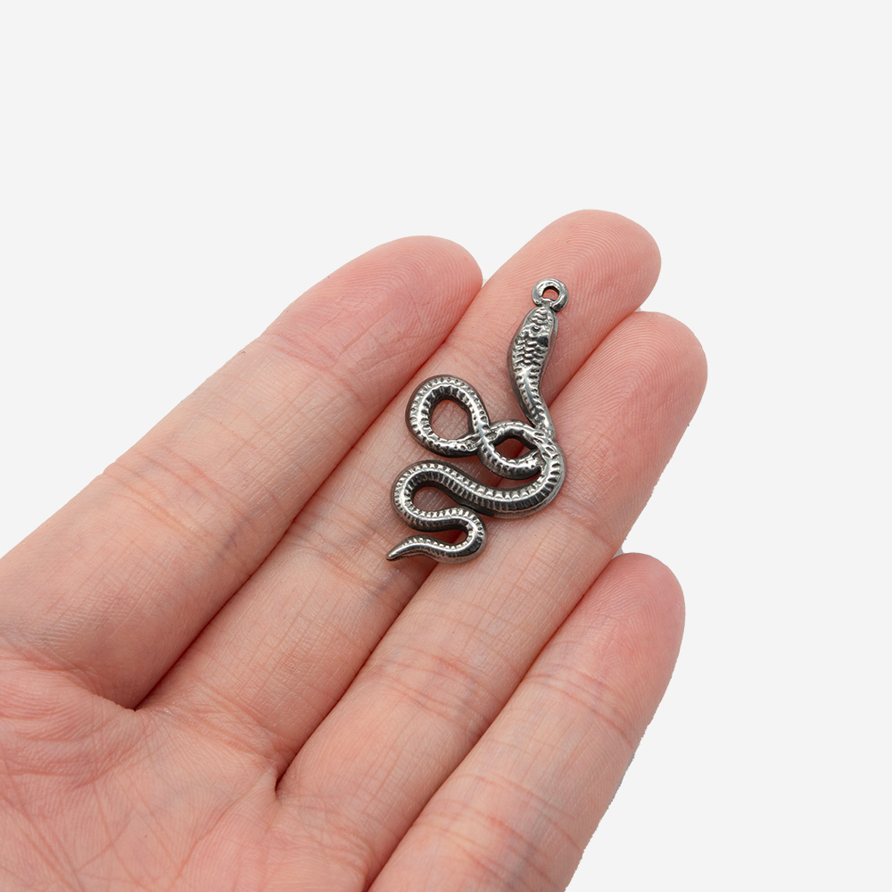 Подвеска "Змея" 32*17,5мм, сталь без покрытия, воронение