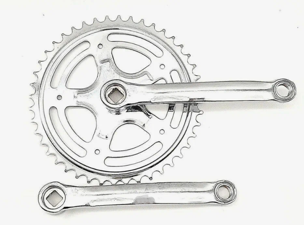 Шатуны-система TRIX, 1ск., 1/2"х1/8", 44 зуб., сталь с защитой, шатуны 152мм, резьба 9/16", под квадрат, хром (20)