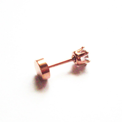 Микроштанга ( 6 мм) для пирсинга уха с кристаллом 4 мм. Медицинская сталь, золотое анодирование.
