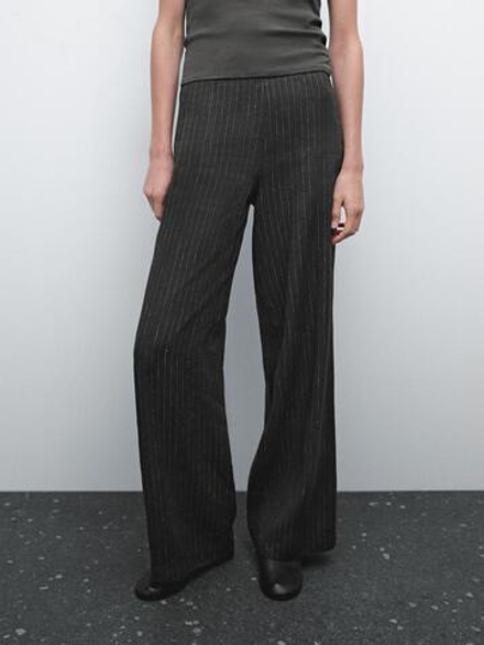 Massimo Dutti Костюмные брюки в полоску, серовато-зеленый