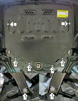 Защита картера Двигателя, КПП. 2 мм, Сталь. для GAC GS 3 2024-н.в. MOTODOR.77805