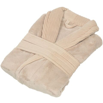 Халат унисекс, махр, 100%пэ, серый, бежевый, M, 44, Y236