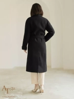 Пальто халат с запахом шерсть драповое демисезонное