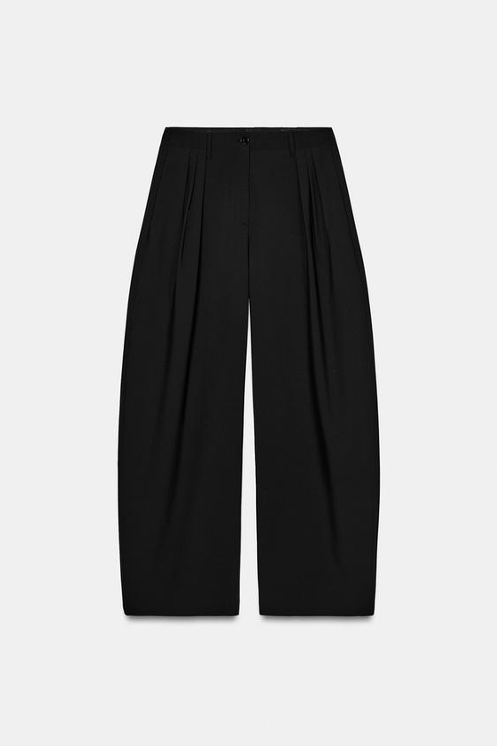 ZARA БРЮКИ WIDE LEG С ЗАЩИПАМИ — ZW COLLECTION, ЧЕРНЫЙ
