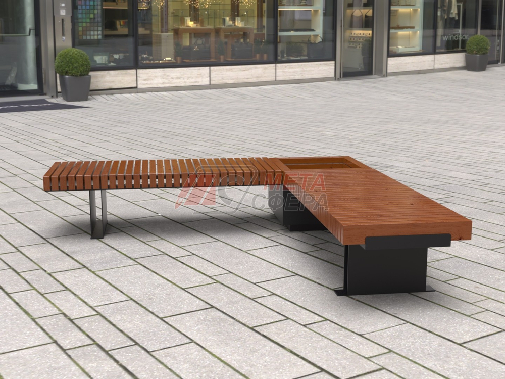 Лавка Rail Road 03 угловая с вазоном