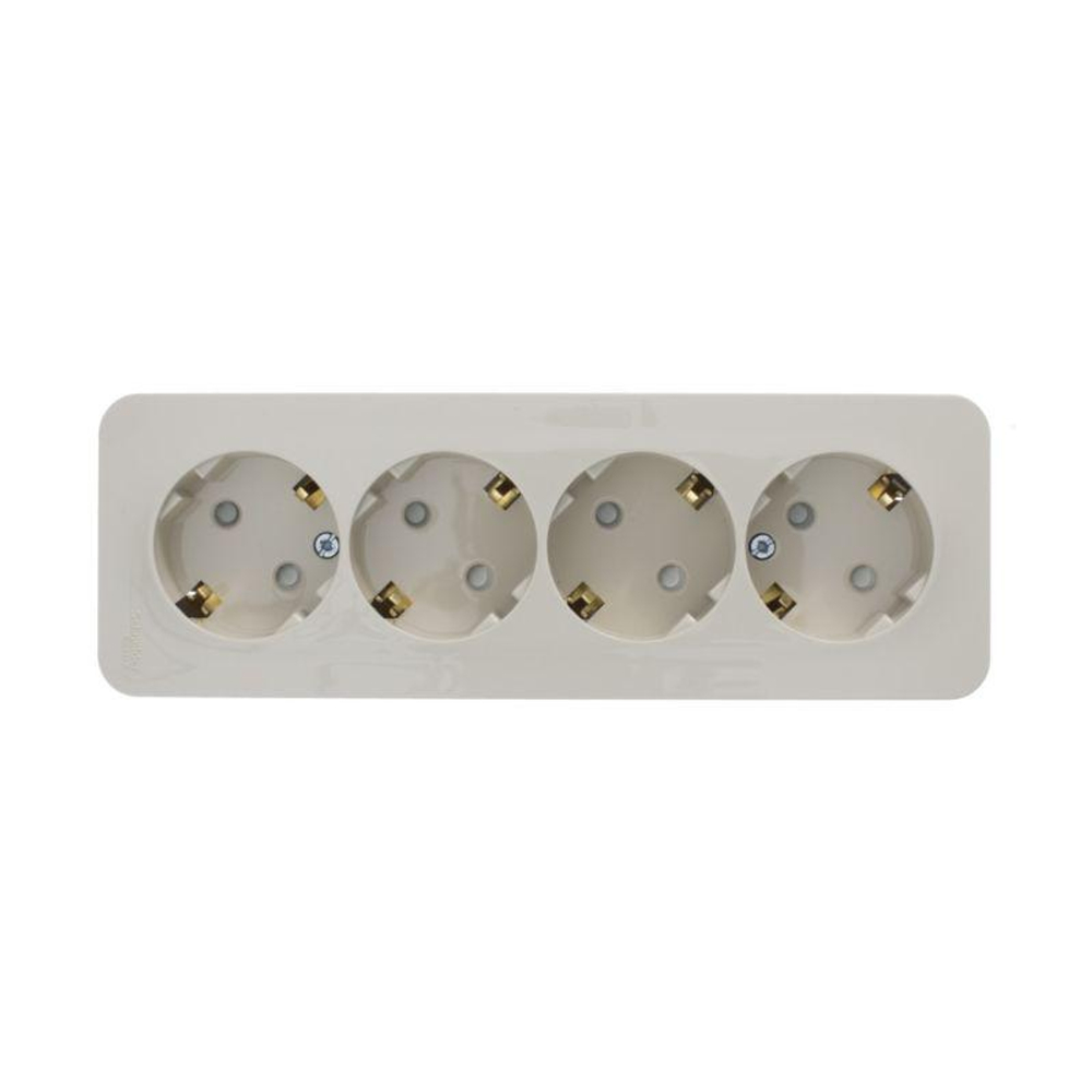 Розетка 4-м ОП Blanca 16А IP20 250В с заземл. защ. шторки с изолир. пластиной беж. SE BLNRA011417