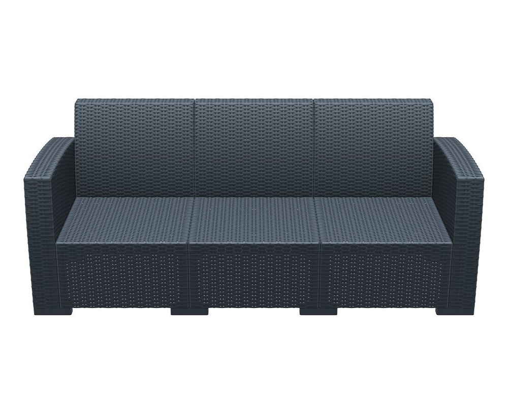 Диван пластиковый плетеный трехместный с подушками Monaco Lounge XL, антрацит