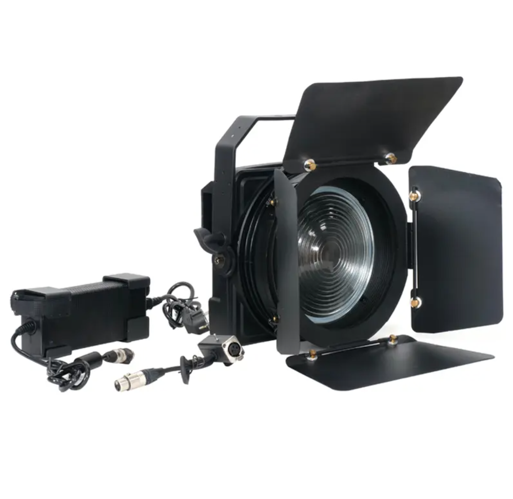 Fan-less 200W Warm White Folding Fresnel — бесшумный Fresnel прожектор 200 Вт 3200K с зумом 20–55°