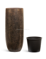 Кашпо TREEZ Effectory - Metal - Высокий округлый конус - Rough с золотой патиной