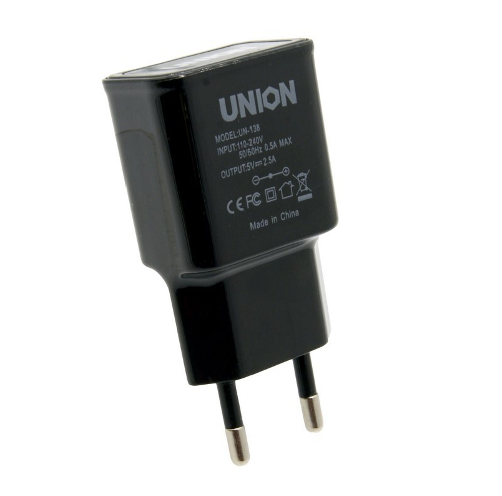 Сетевой адаптер питания Union AB02 2USB LED 2A (черный)