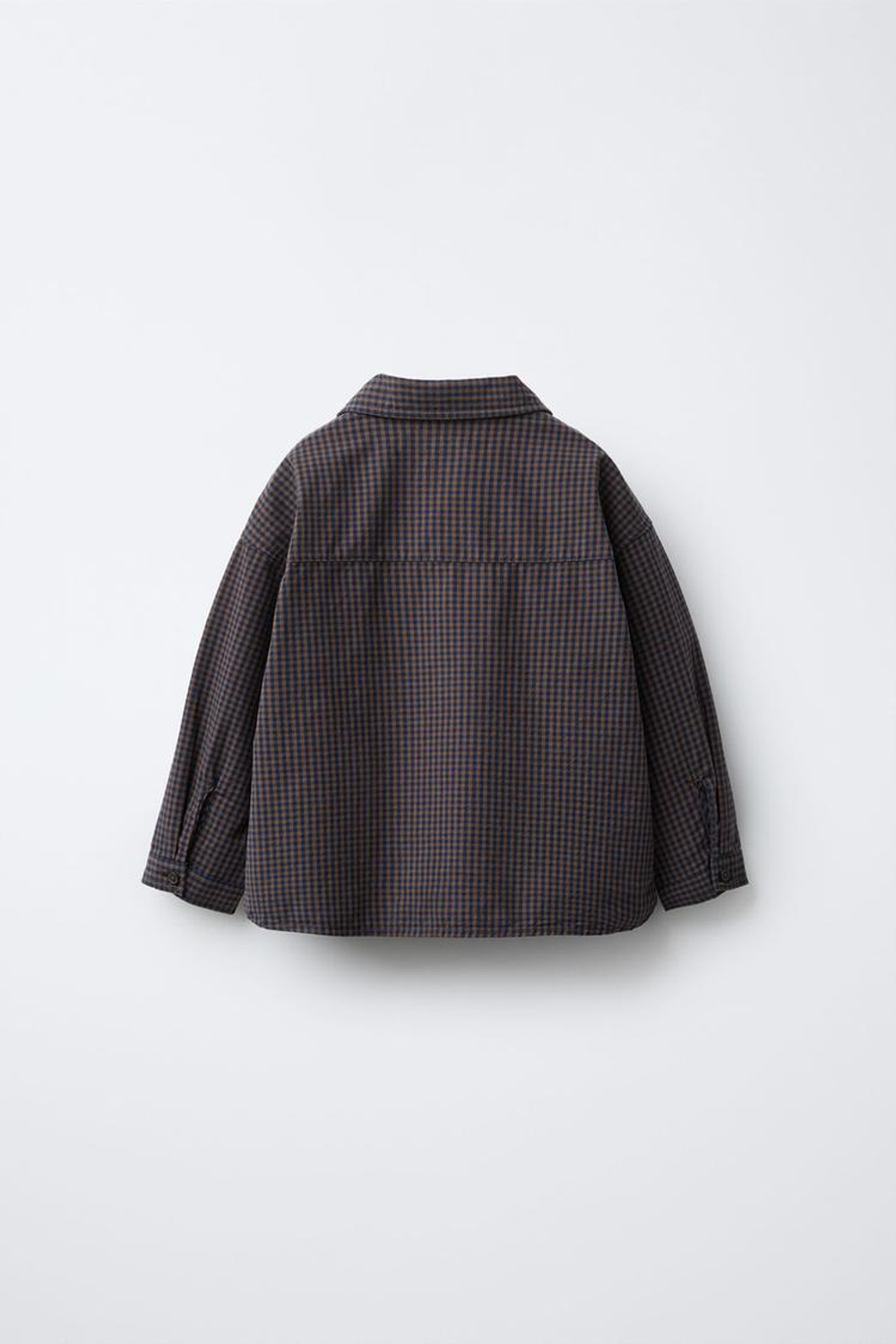 ZARA РУБАШКА В КЛЕТКУ ВИШИ, КОРИЧНЕВО-СИНИЙ