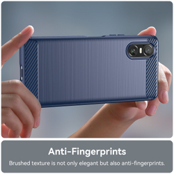 Чехол синего цвета с дизайном под карбон на Sony Xperia 10 VI (10-6), серия Carbon от Caseport