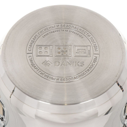 Кастрюля нерж, 2.8 л, с крыш, Daniks, Профессионал, SD-A92-18, индукц