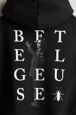 H&M Толстовка с капюшоном и принтом, черный